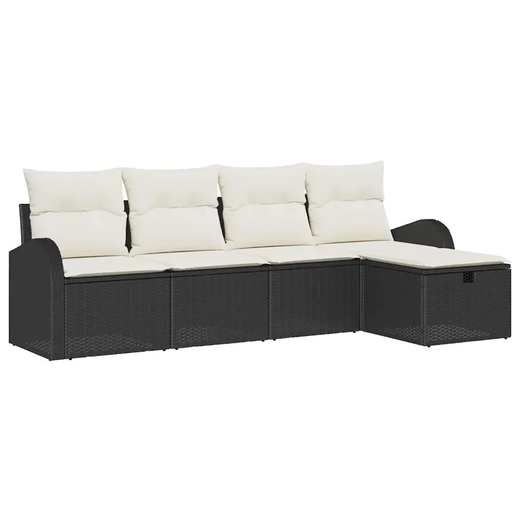 Set Divano da Giardino con cuscino 5 pcs Nero Poly Rattan 3360388 - Image 2
