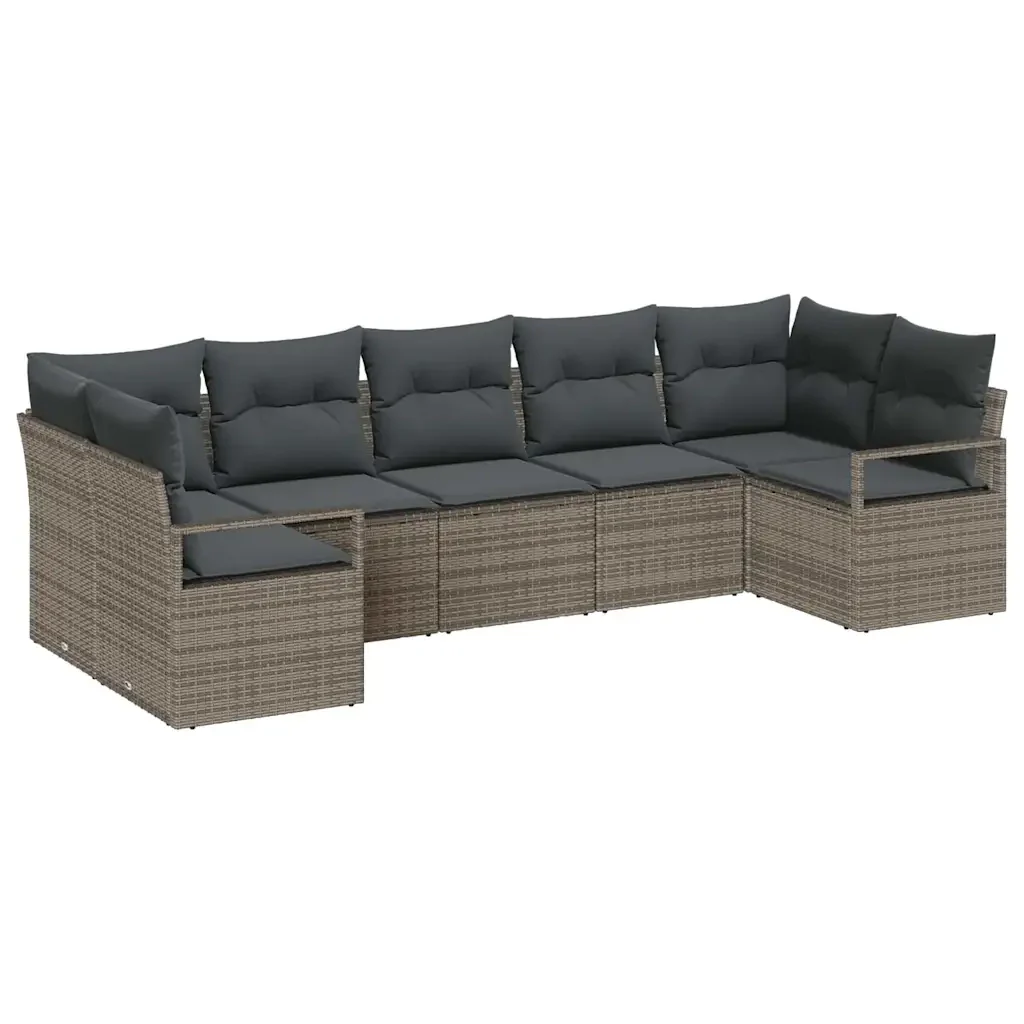 Set di divani con cuscino 7 pcs Grigio polyrattan 3346529 - Image 2