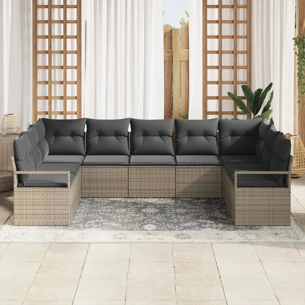 Set di divani con cuscino 7 pcs Grigio polyrattan 3346529 - Image 3