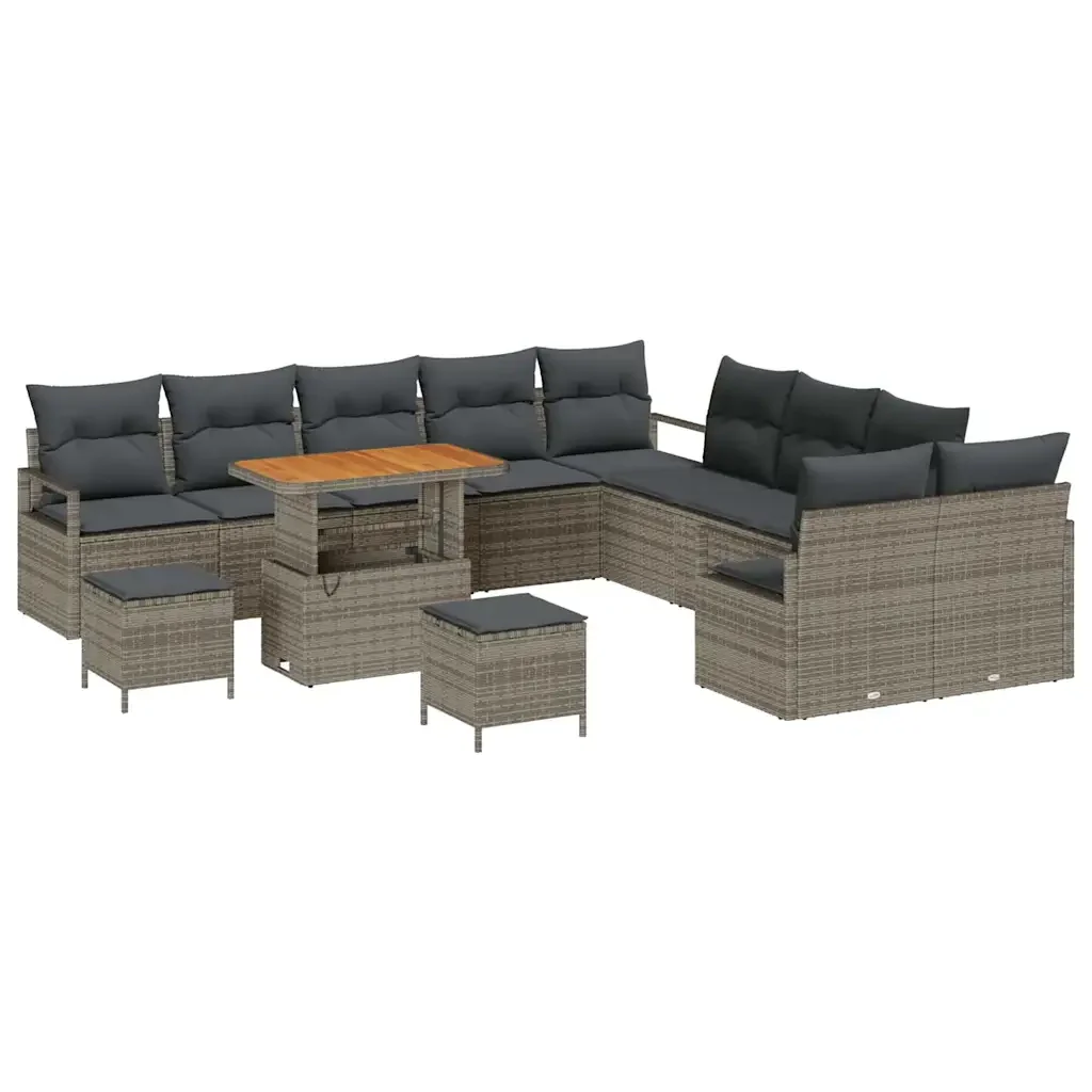 Set Divano da Giardino con cuscino 13 pcs Grigio polyrattan 3362588 - Image 2
