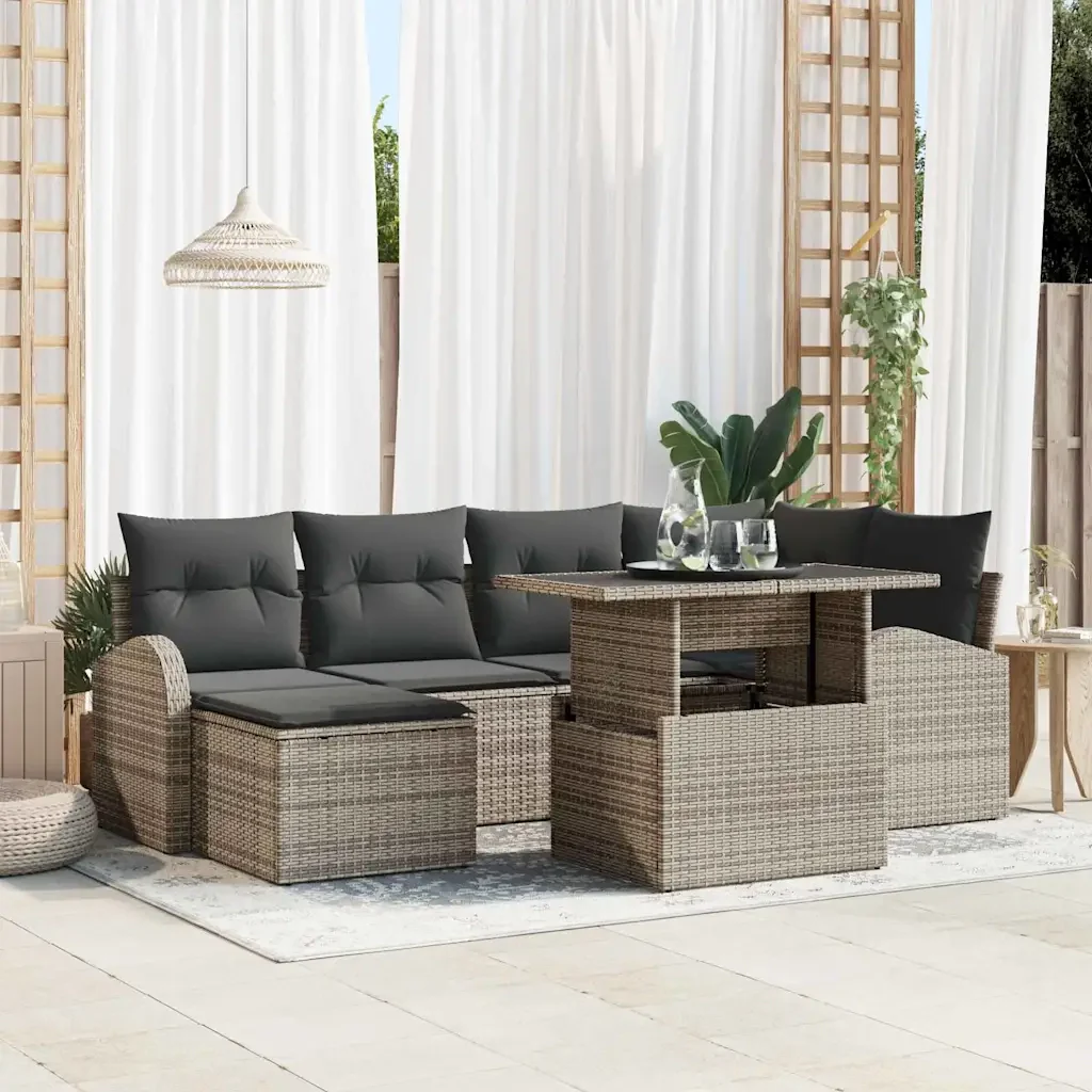 Set Divano da Giardino con cuscino 7 pcs Grigio 3348675