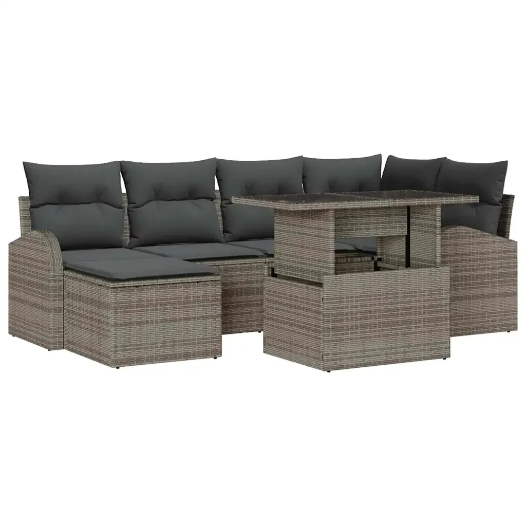 Set Divano da Giardino con cuscino 7 pcs Grigio 3348675 - Image 2