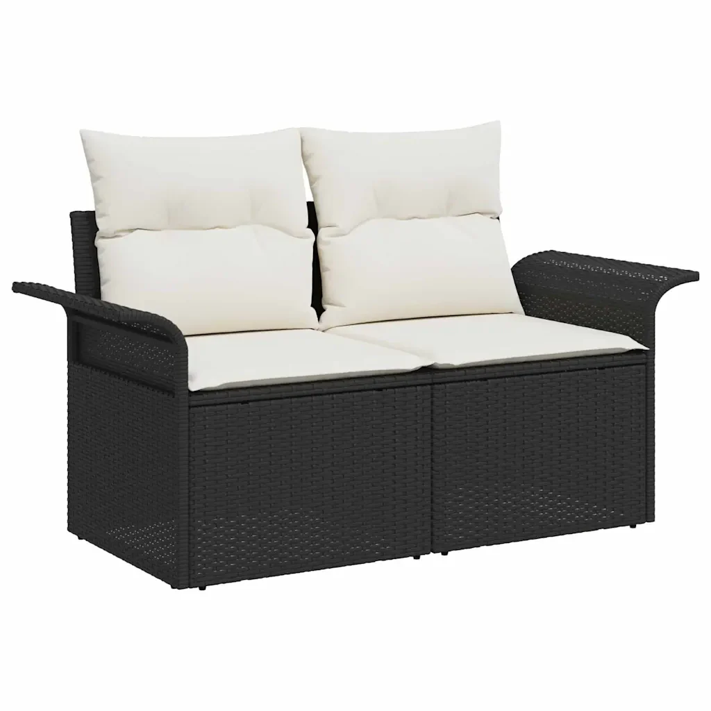 Set Divano da Giardino 7 pcs Nero e Crema polyrattan 3358896 - Image 4