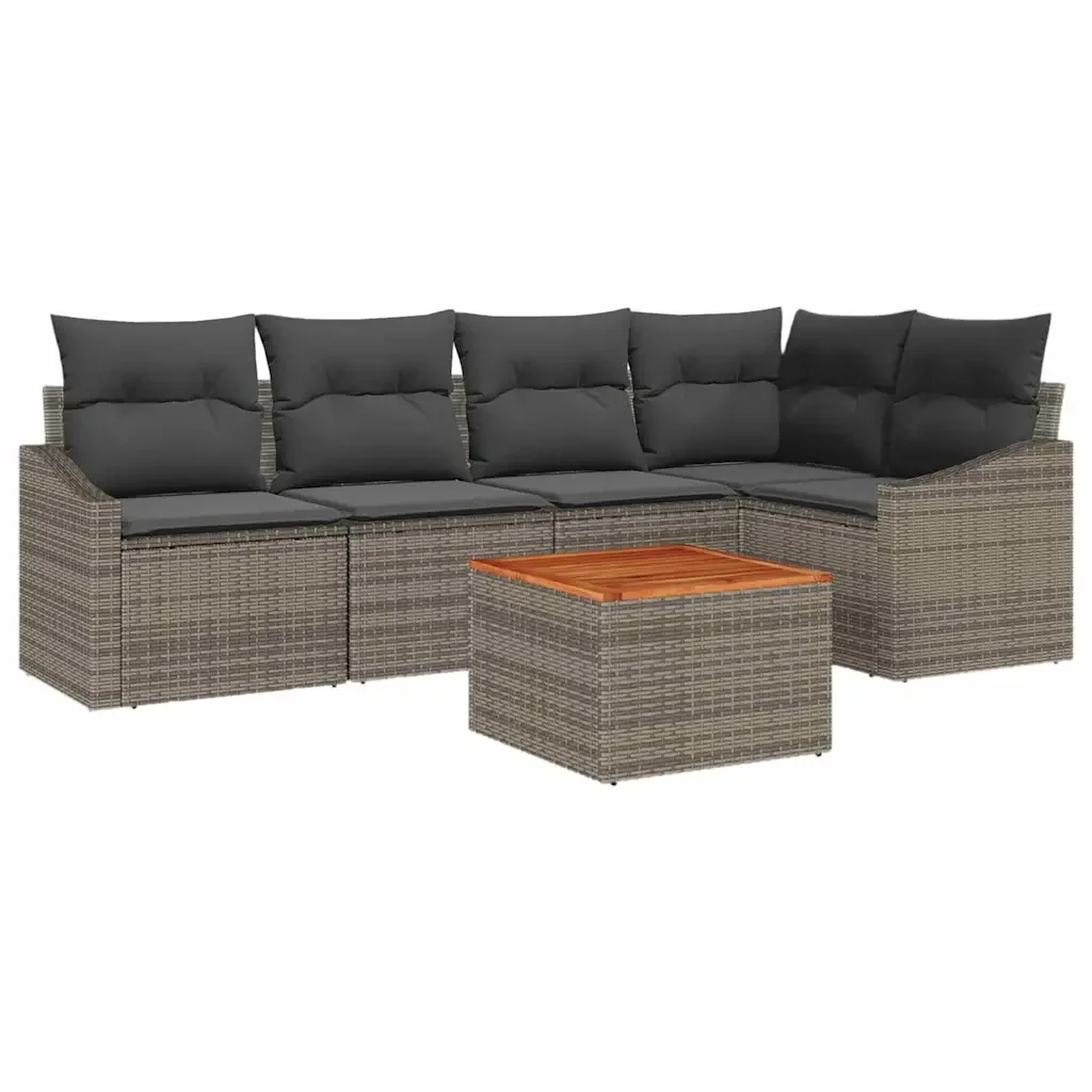 Set Divano da Giardino con cuscino 6 pcs Grigio polyrattan 3347832 - Image 2