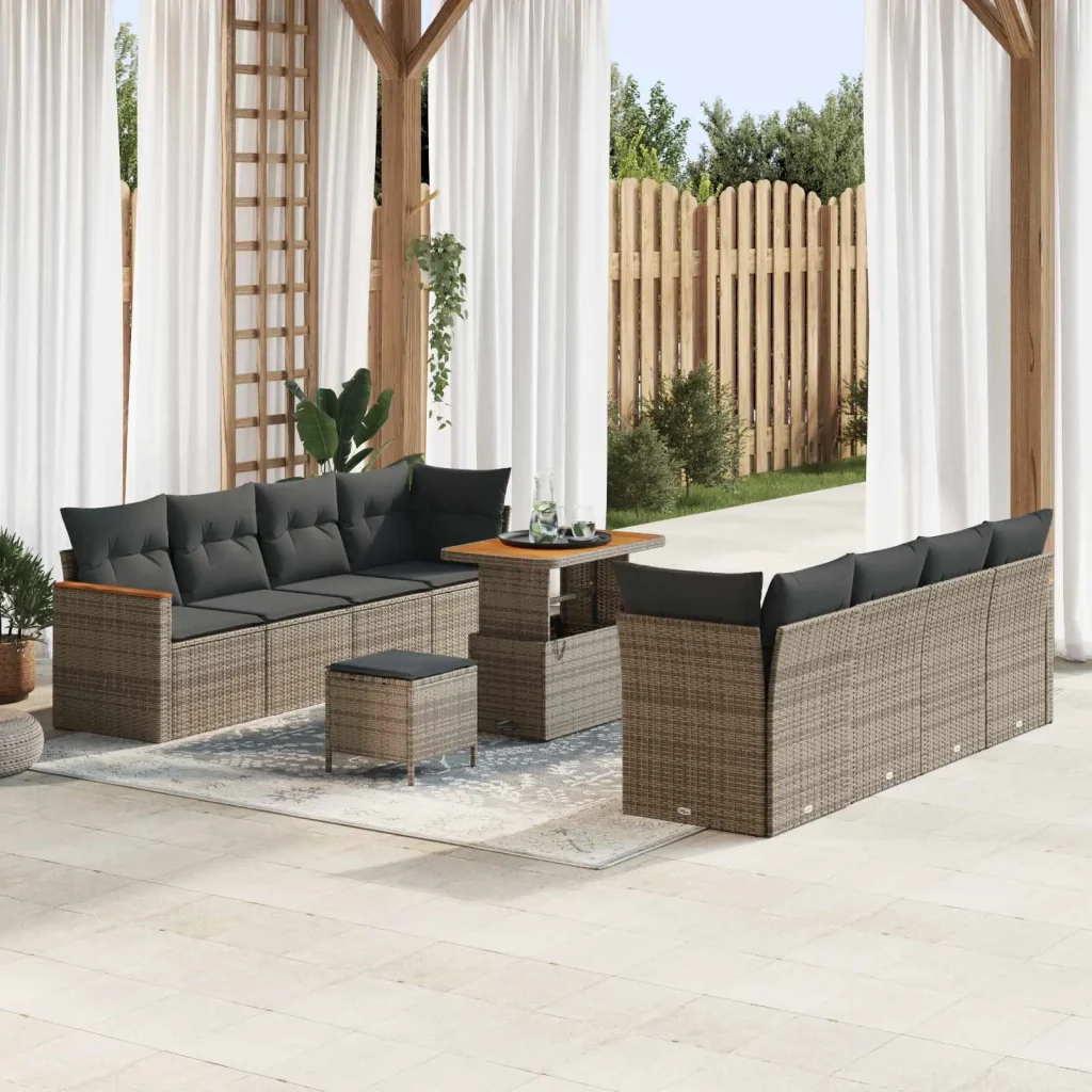 Set Divano da Giardino 11 pcs Grigio polyrattan 3362893
