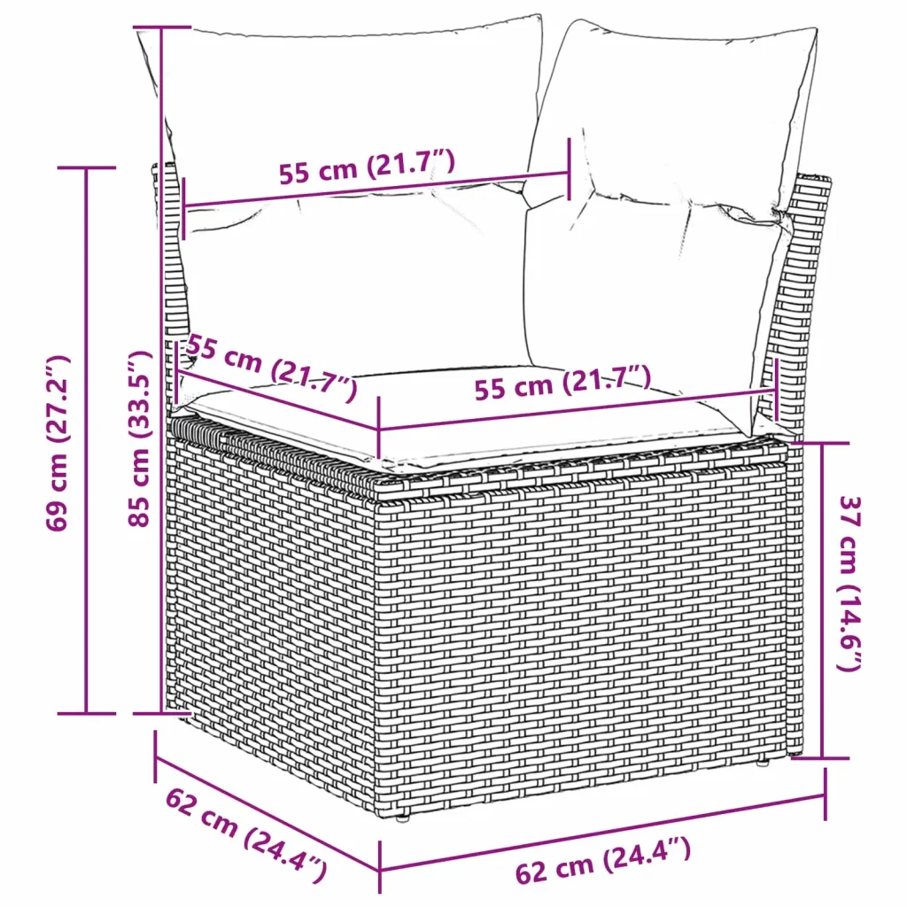 Set Divano da Giardino 11 pcs Grigio polyrattan 3362893 - Image 10