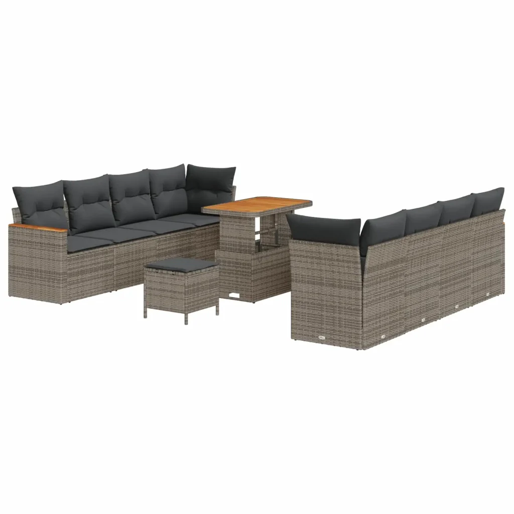 Set Divano da Giardino 11 pcs Grigio polyrattan 3362893 - Image 2