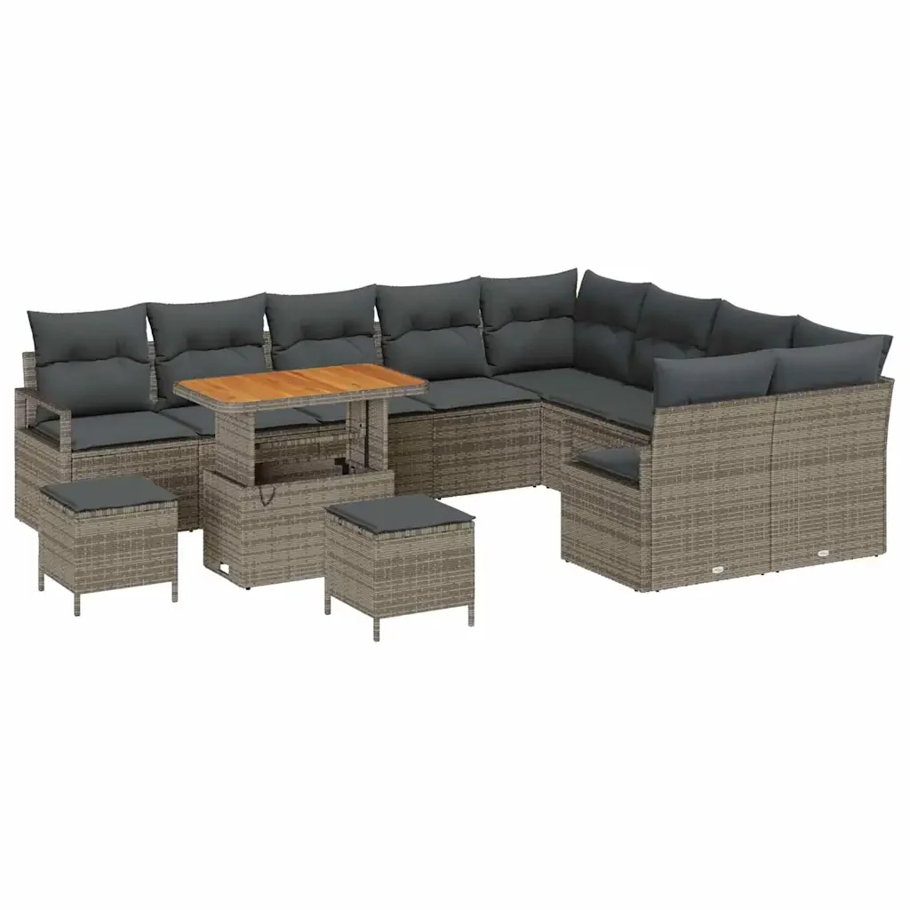 Set Divano da Giardino con cuscino 12 pcs Grigio polyrattan 3362568 - Image 2