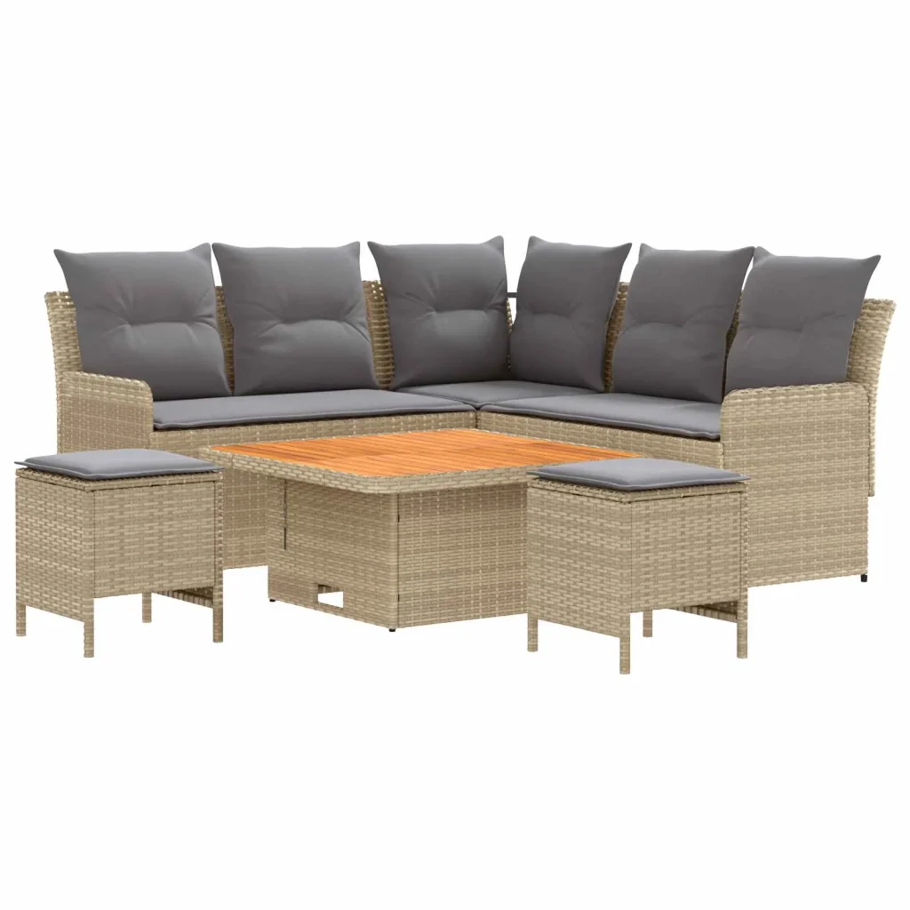 Set di Mobili 6 pcs Beige e Grigio Chiaro Rattan in PE 3422184 - Image 2