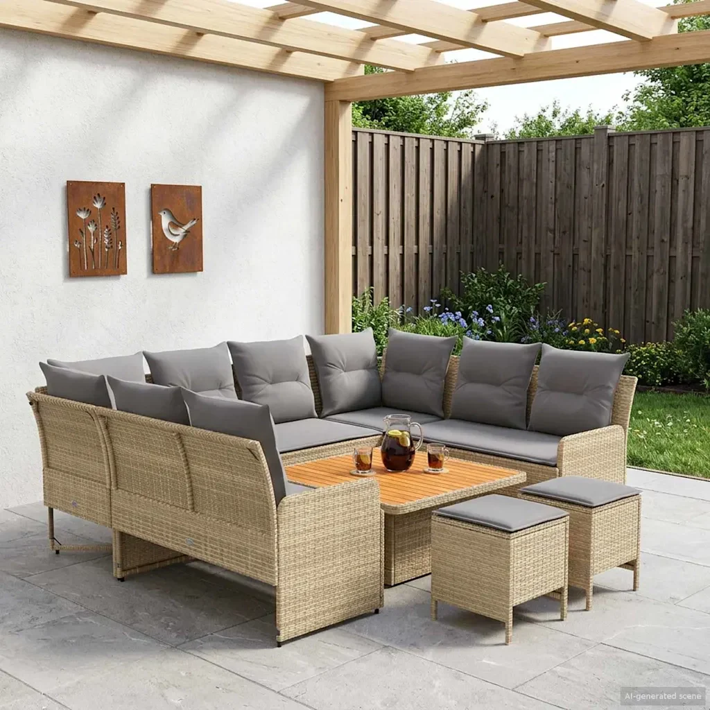 Set di Mobili 8 pcs Beige e Grigio Chiaro Rattan in PE 3422198 - Image 3