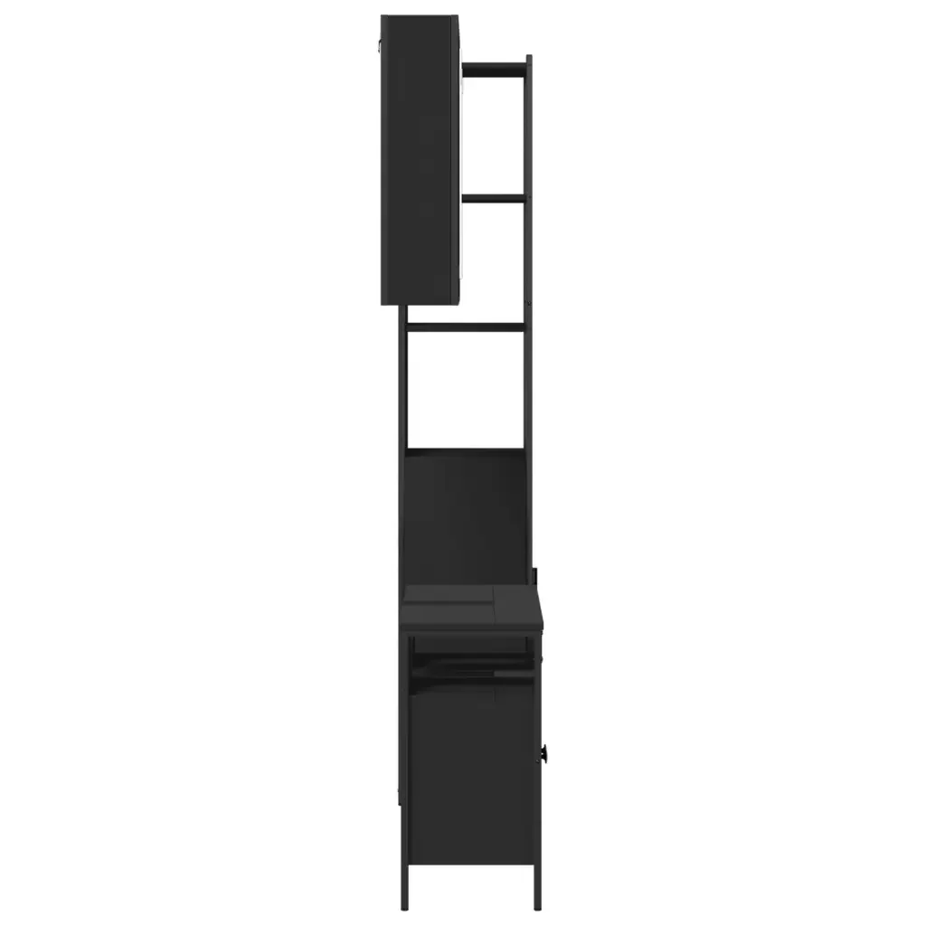 Set di Mobili da Bagno 3 pz Nero in Legno Multistrato 3214735 - Image 7