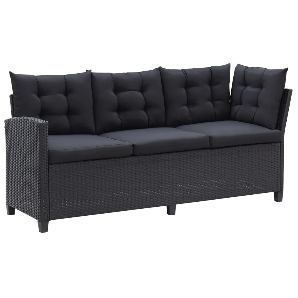 Set di mobili da esterno Nero polyrattan - Image 3