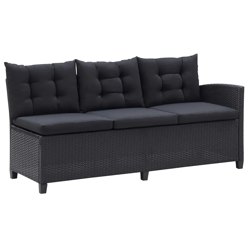 Set di mobili da esterno Nero polyrattan - Image 4