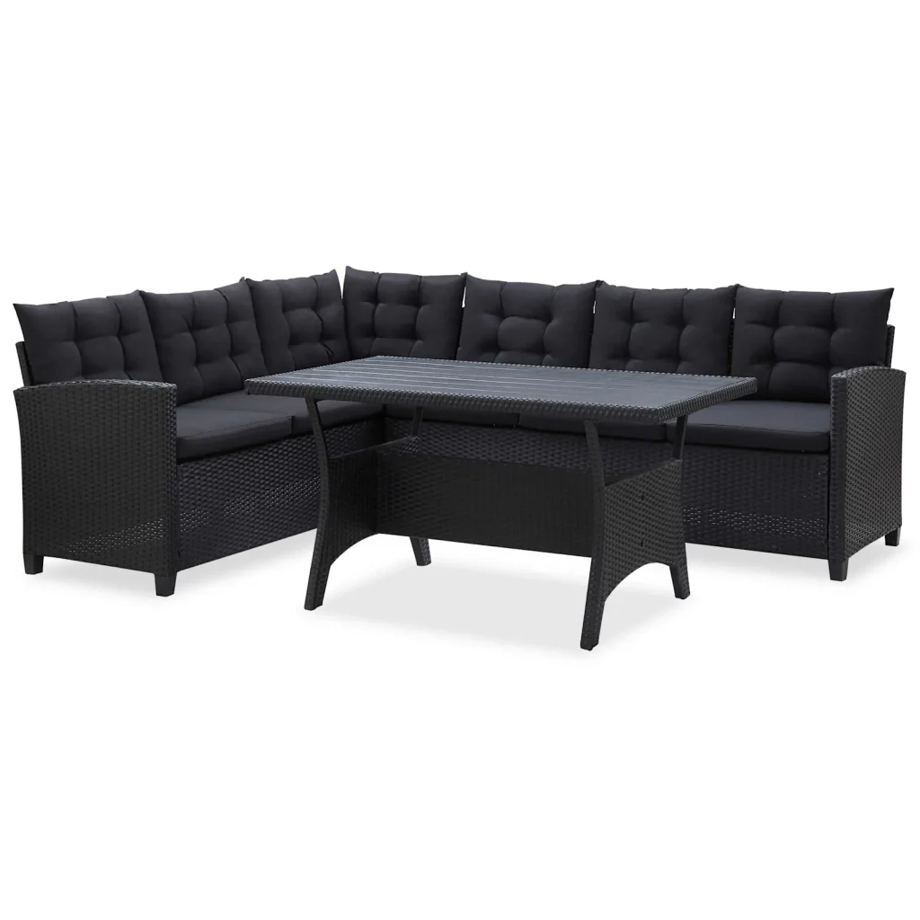 Set di mobili da esterno Nero polyrattan - Image 5