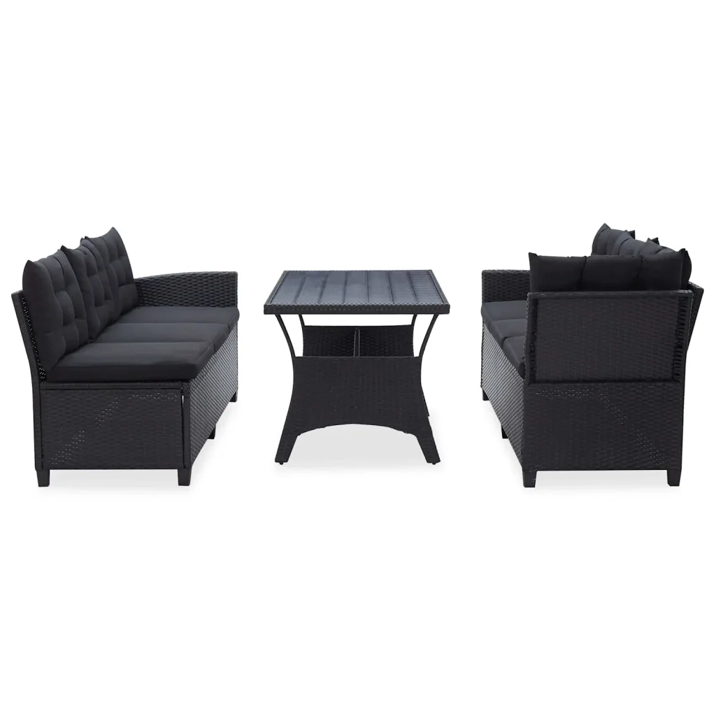 Set di mobili da esterno Nero polyrattan - Image 9