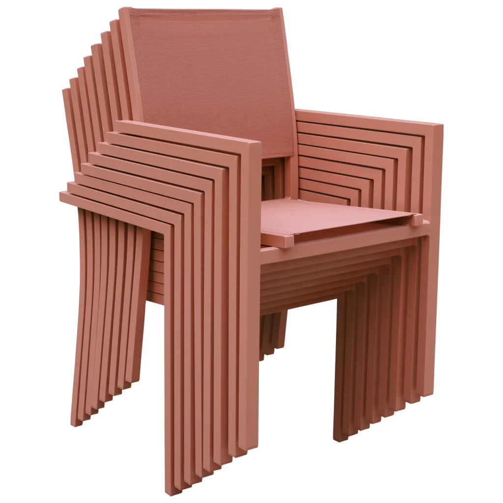 Set di mobili da giardino BARI in textilene terracotta 8 posti - alluminio terracotta - Image 7