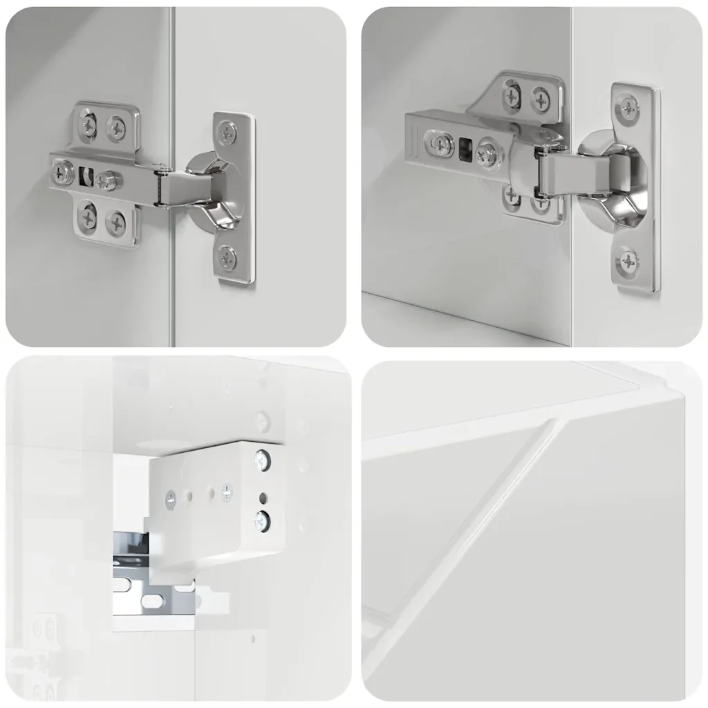 Set di mobili per il bagno con cassetto 4 pcs Bianco Lucido 3393047 - Image 10