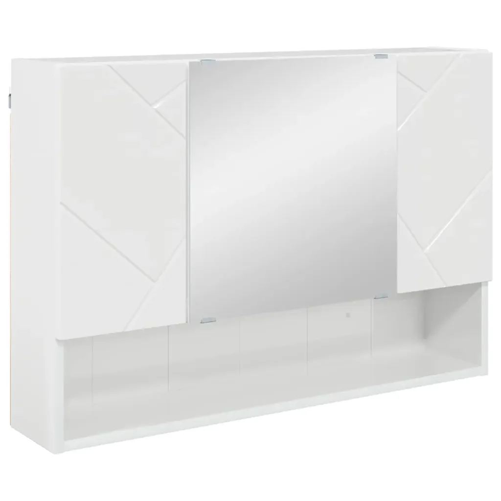 Set di mobili per il bagno con cassetto 4 pcs Bianco Lucido 3393057 - Image 6