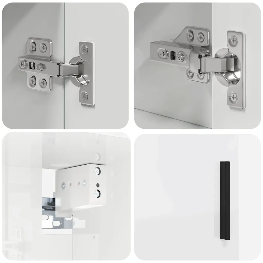 Set di mobili per il bagno con porta 4 pcs Bianco Lucido 3393007 - Image 10