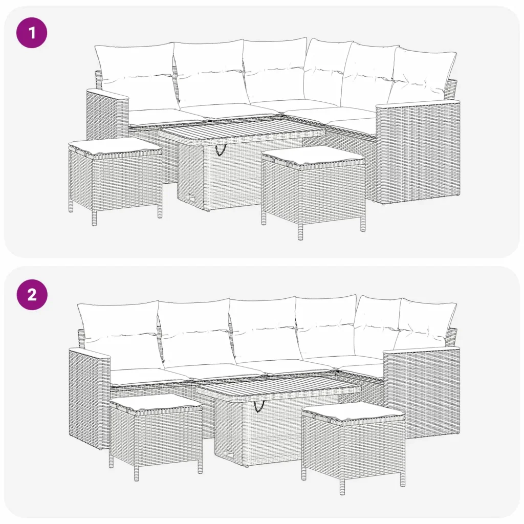 Set Divano da Giardino 8 pcs Grigio polyrattan 3362918 - Image 10
