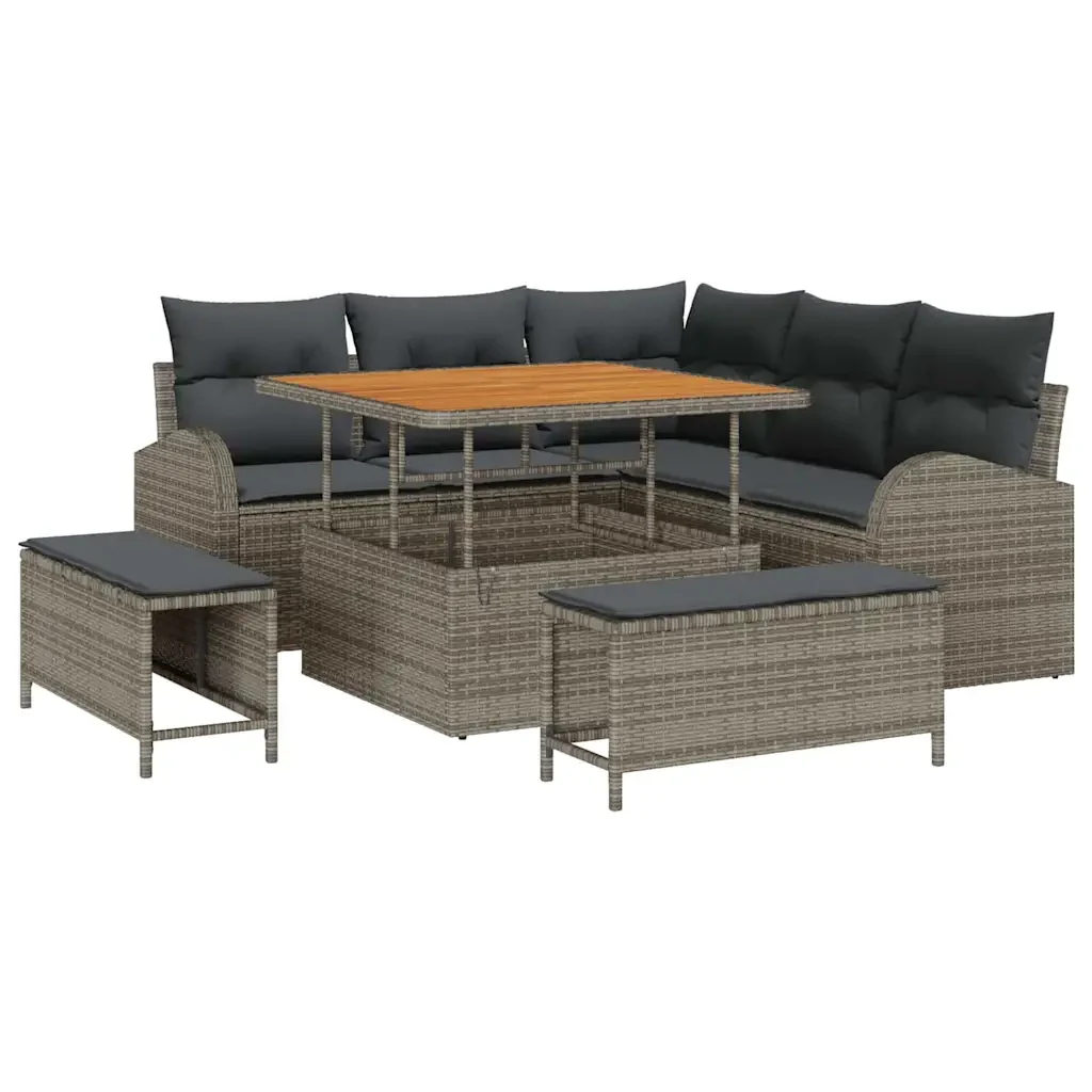 Set Divano da Giardino con cuscino 8 pcs Grigio polyrattan 3362388 - Image 2