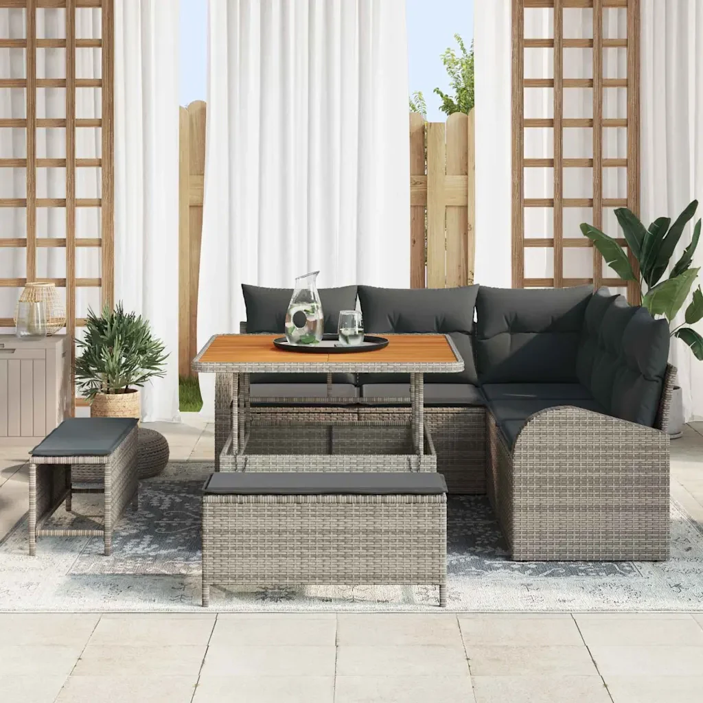 Set Divano da Giardino con cuscino 8 pcs Grigio polyrattan 3362388 - Image 3