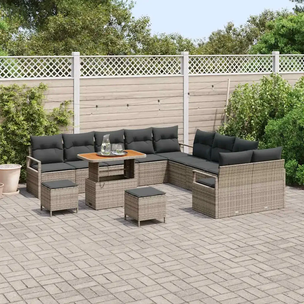 Set Divano da Giardino con cuscino 13 pcs Grigio 3364538 - Image 3