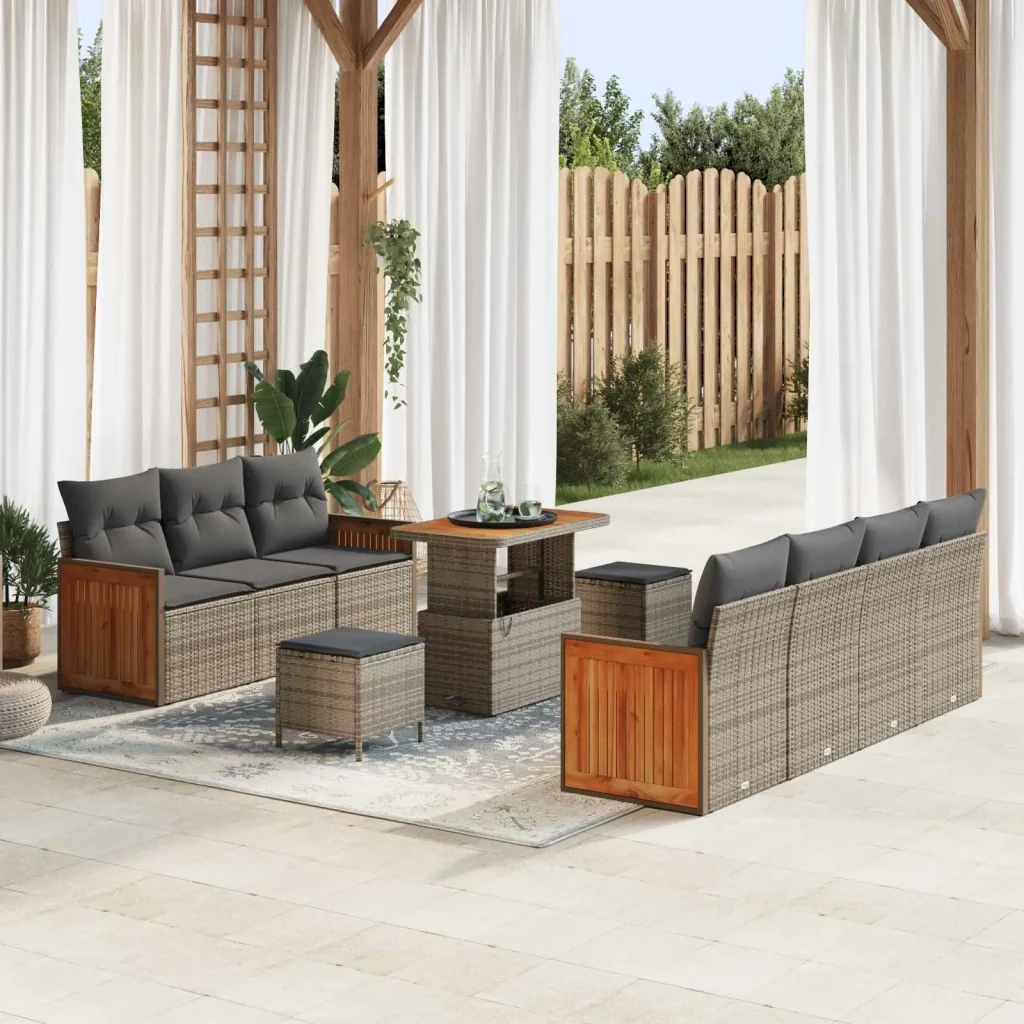 Set Divano da Giardino con cuscino 10 pcs Grigio 3363143