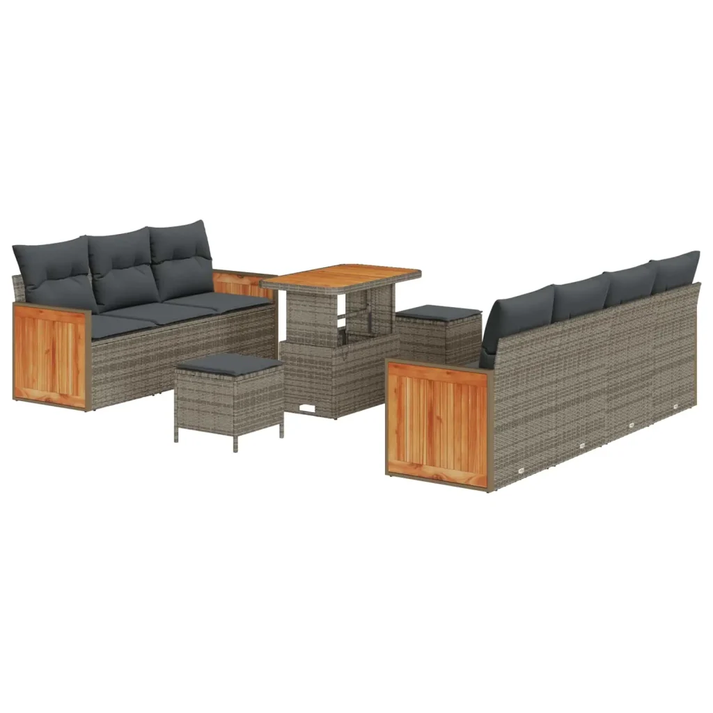 Set Divano da Giardino con cuscino 10 pcs Grigio 3363143 - Image 2