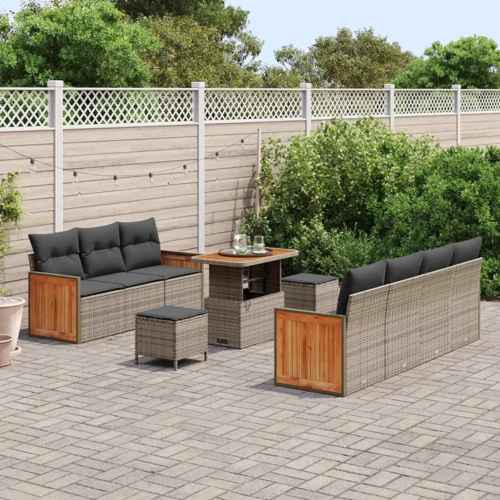 Set Divano da Giardino con cuscino 10 pcs Grigio 3363143 - Image 3