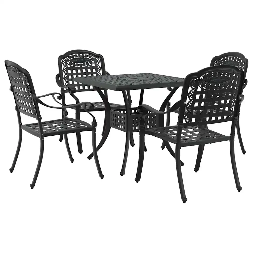Set di Tavolo da Giardino 5 pcs Nero Alluminio pressofuso 3334729 - Image 2