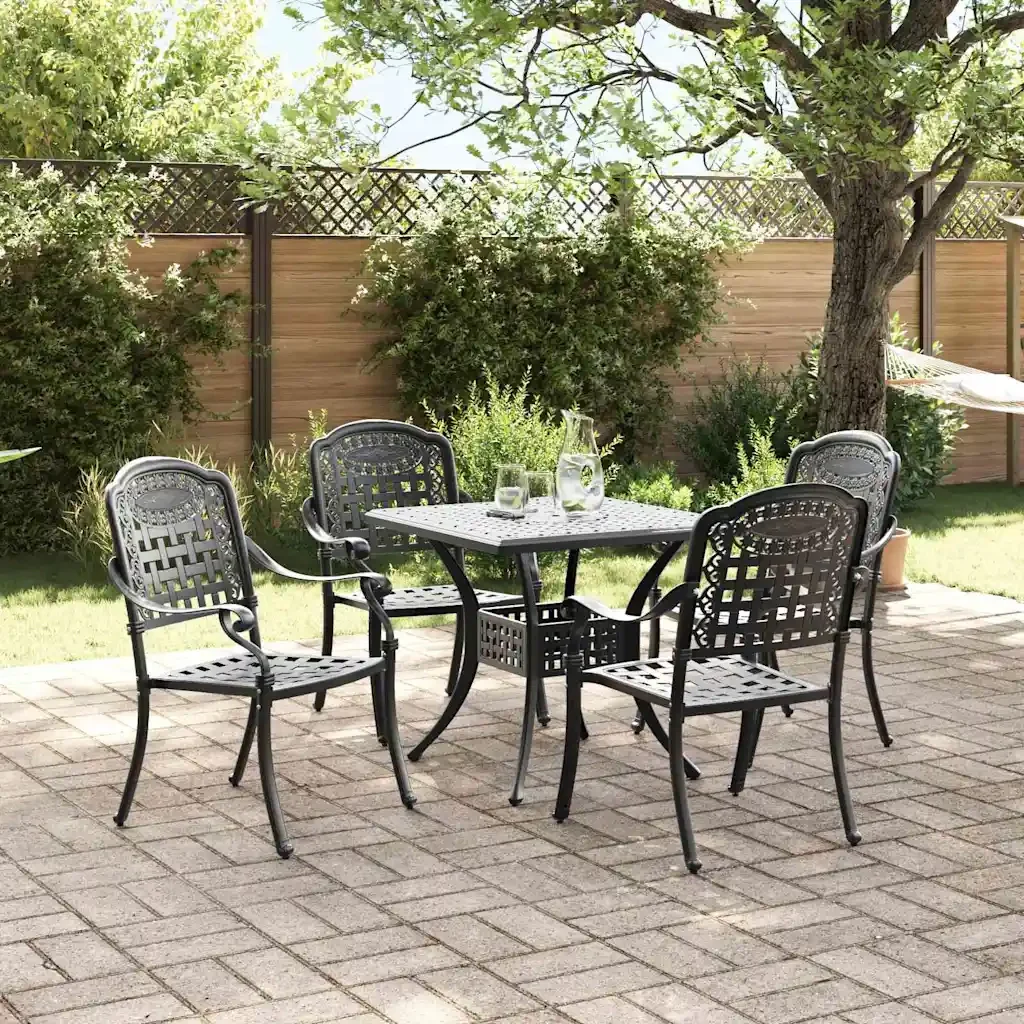 Set di Tavolo da Giardino 5 pcs Nero Alluminio pressofuso 3334729 - Image 4