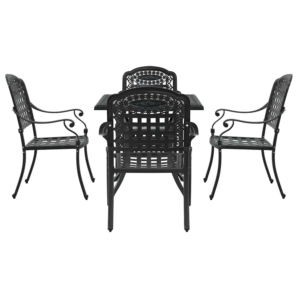 Set di Tavolo da Giardino 5 pcs Nero Alluminio pressofuso 3334729 - Image 7