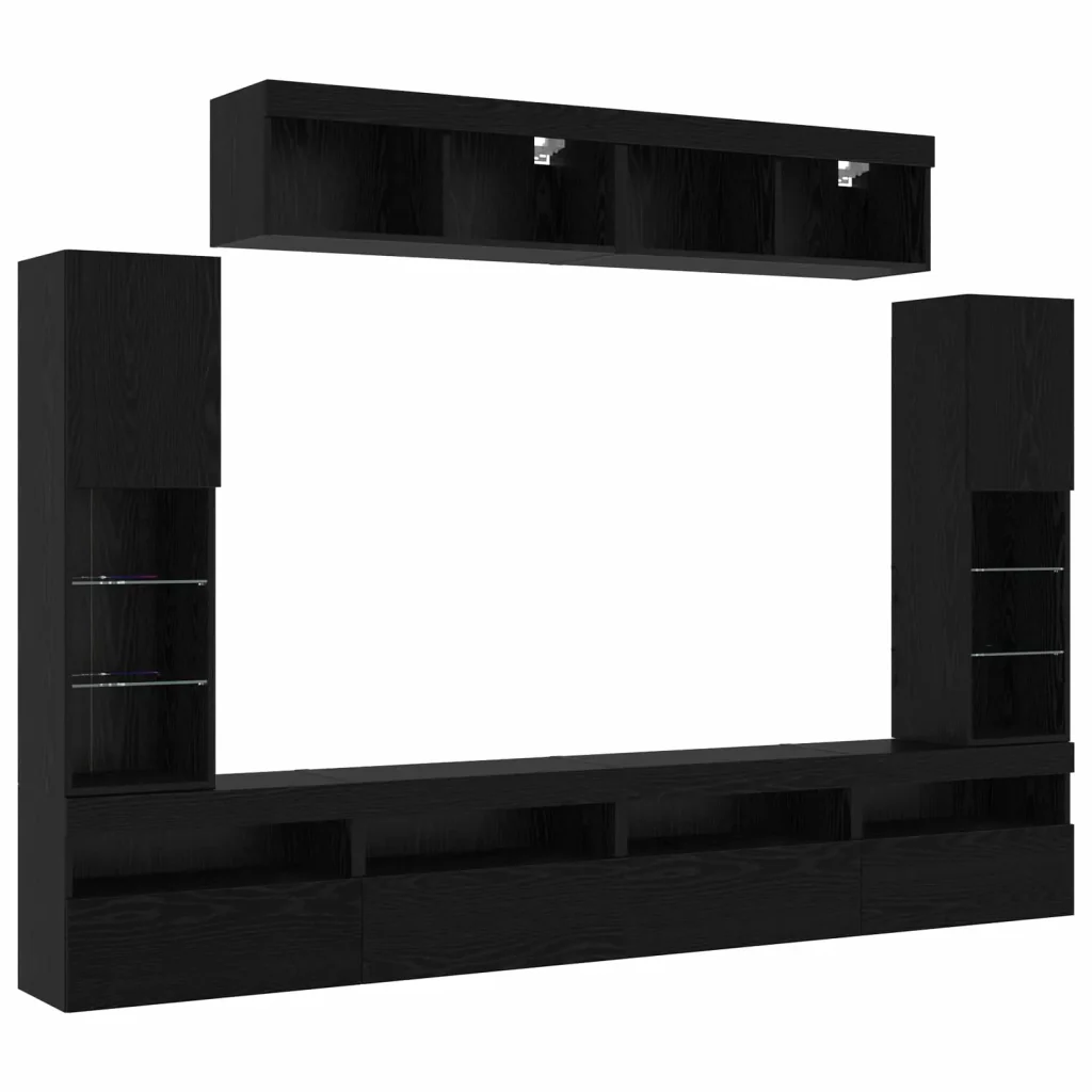 Set mobile TV 6 pcs Rovere nero Legno multistrato 3334382 - Image 10