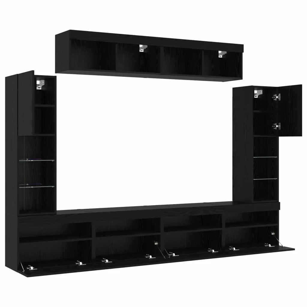 Set mobile TV 6 pcs Rovere nero Legno multistrato 3334382 - Image 6