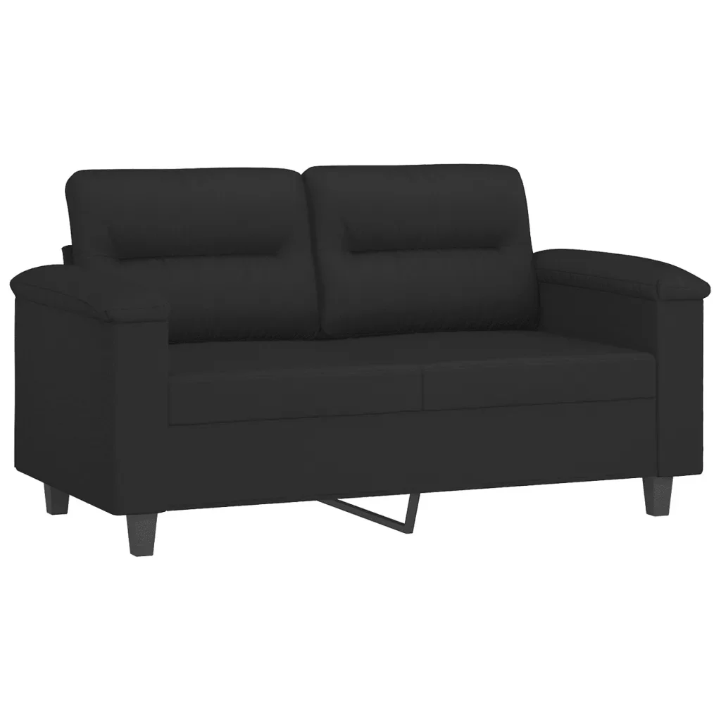 Set Divani 2 pz con Cuscini Nero in Tessuto Microfibra - Image 3
