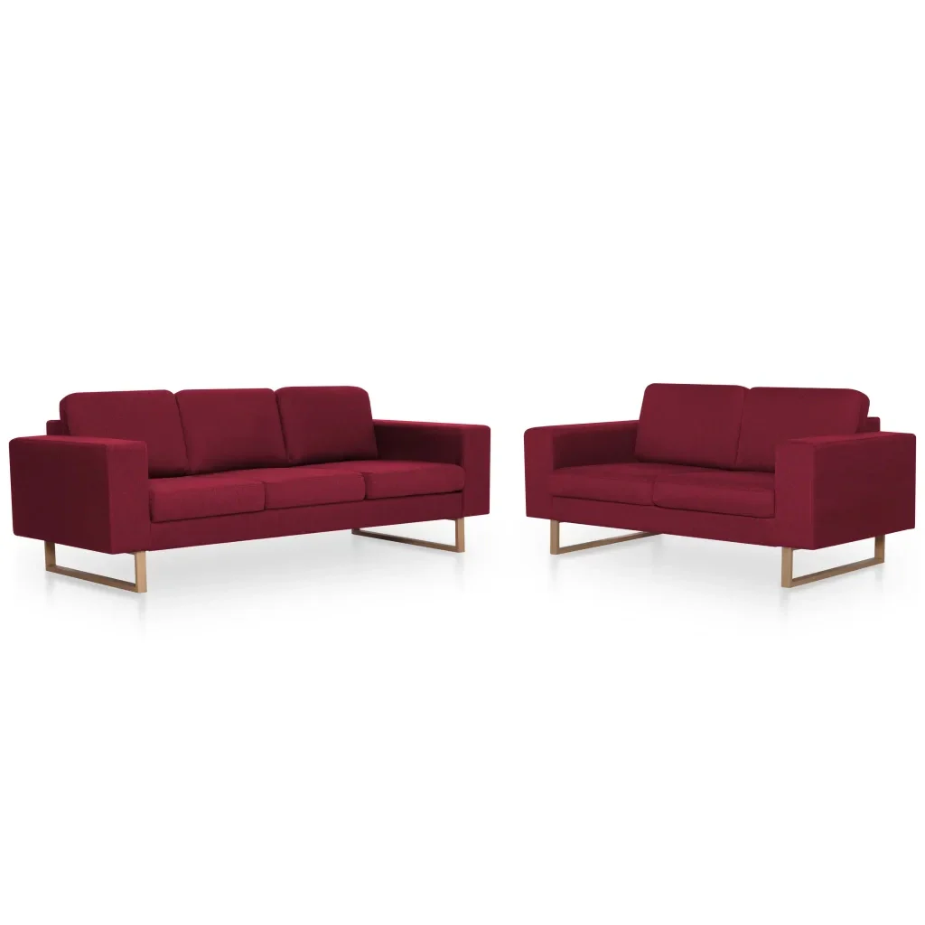 Set Divani 2 pz in Tessuto Rosso Vino - Image 2
