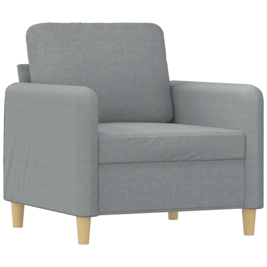 Set Divani 3 pz con Cuscini Grigio Chiaro in Tessuto - Image 3