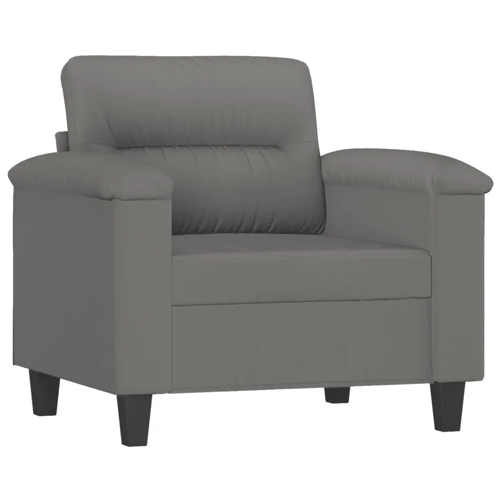 Set Divani 3 pz con Cuscini Grigio Scuro in Tessuto Microfibra - Image 3