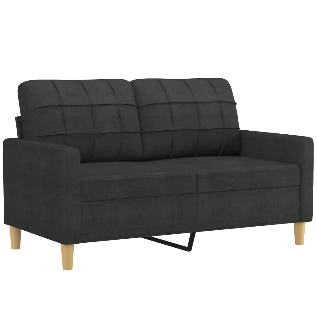 Set Divani 3 pz con Cuscini Nero in Tessuto - Image 3