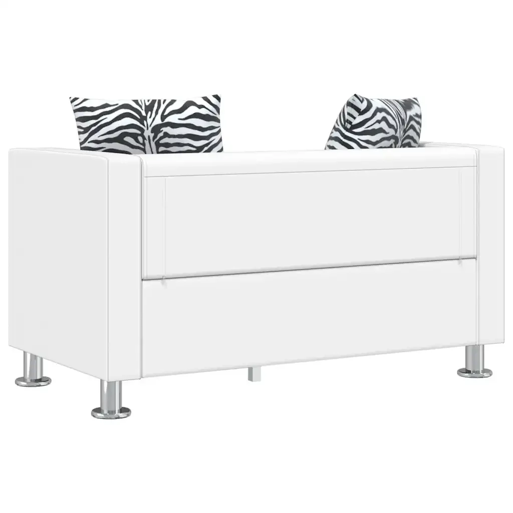 Set Divani a 2 e a 3 Posti in Similpelle Bianco 272180 - Image 8
