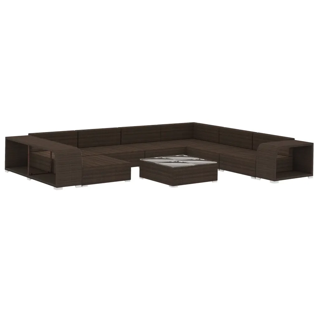 Set Divani da Giardino 10 pz con Cuscini in Polyrattan Marrone 46814 - Image 3