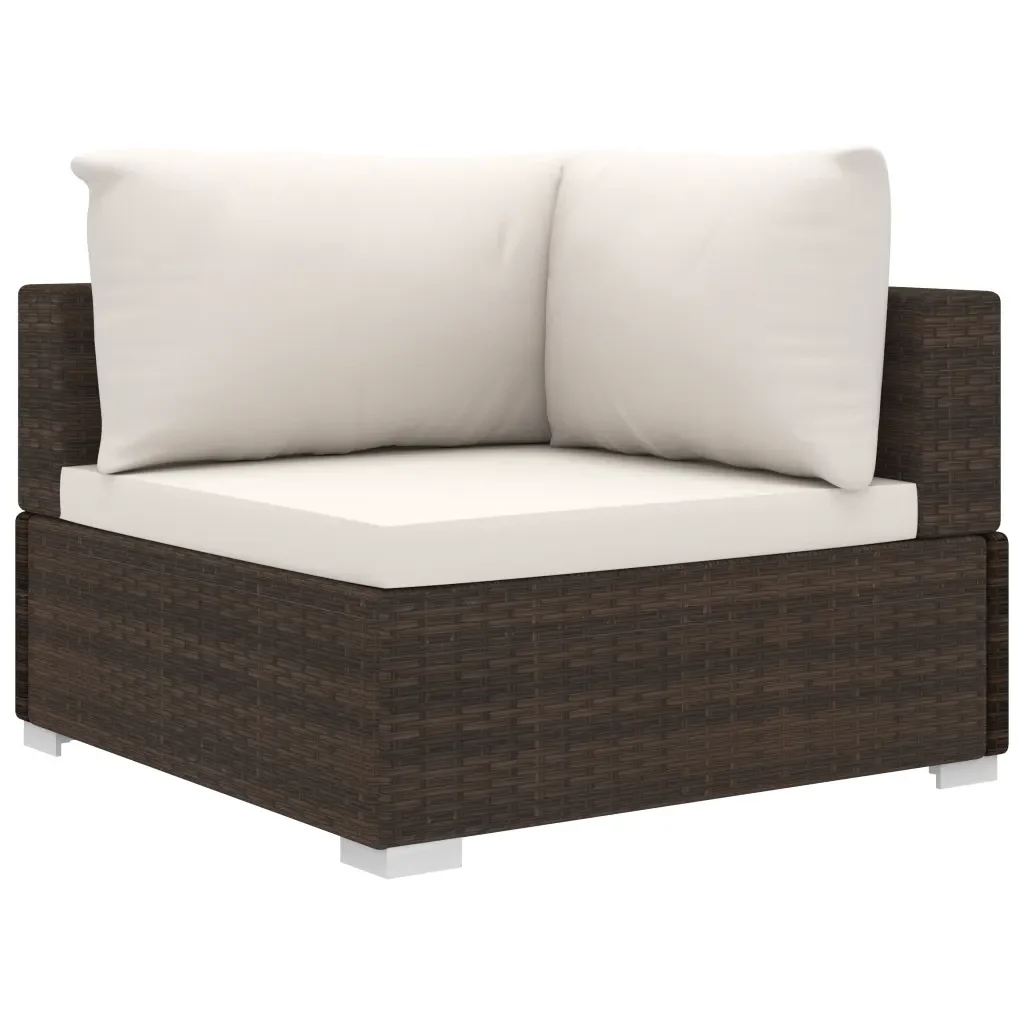 Set Divani da Giardino 10 pz con Cuscini in Polyrattan Marrone 46814 - Image 4