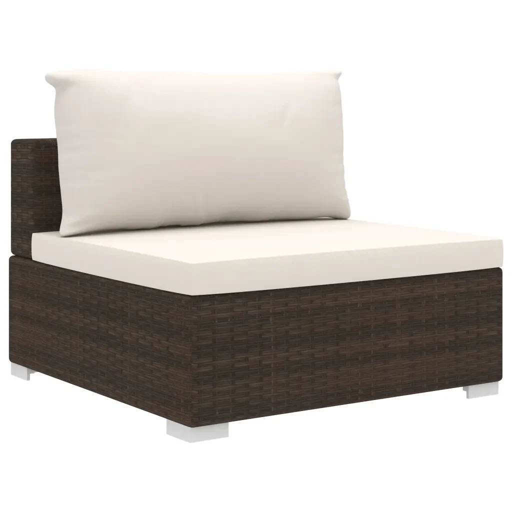 Set Divani da Giardino 10 pz con Cuscini in Polyrattan Marrone 46814 - Image 6