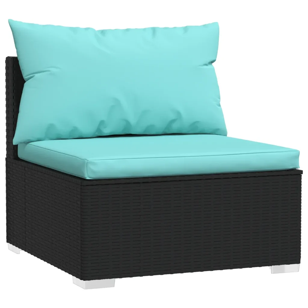 Set Divani da Giardino 10 pz con Cuscini in Polyrattan Nero 3101977 - Image 5