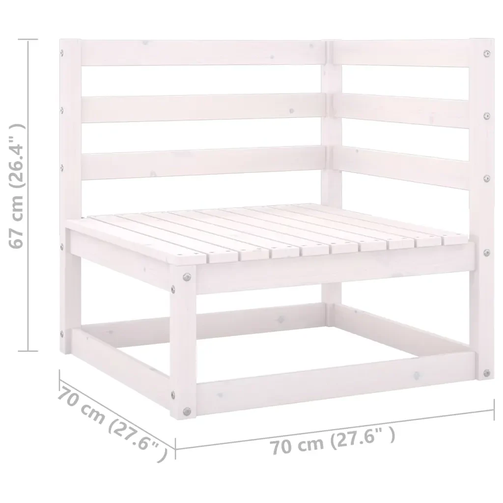 Set Divani da Giardino 10 pz Cuscini Bianchi Massello di Pino 3077160 - Image 8