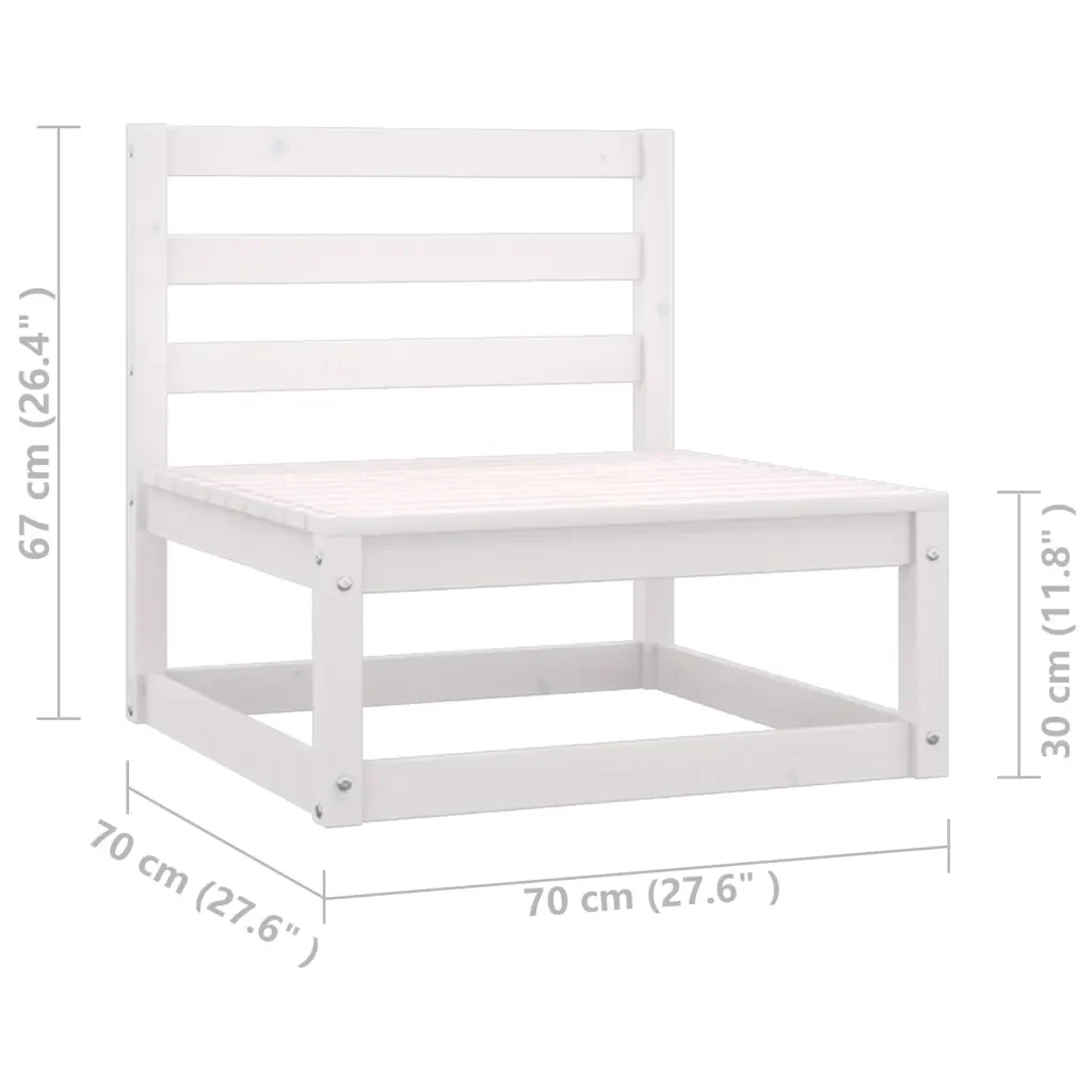 Set Divani da Giardino 10 pz Cuscini Bianchi Massello di Pino 3077160 - Image 9
