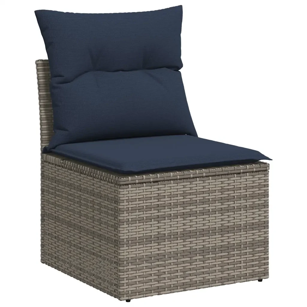 Set Divani da Giardino 11 pz con Cuscini in Polyrattan Grigio - Image 3