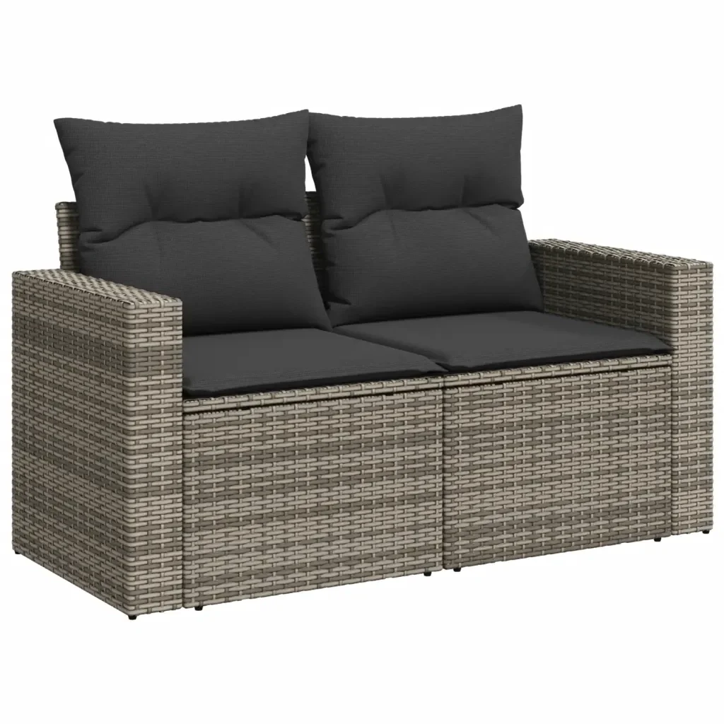 Set Divani da Giardino 11 pz con Cuscini in Polyrattan Grigio 3228910 - Image 3