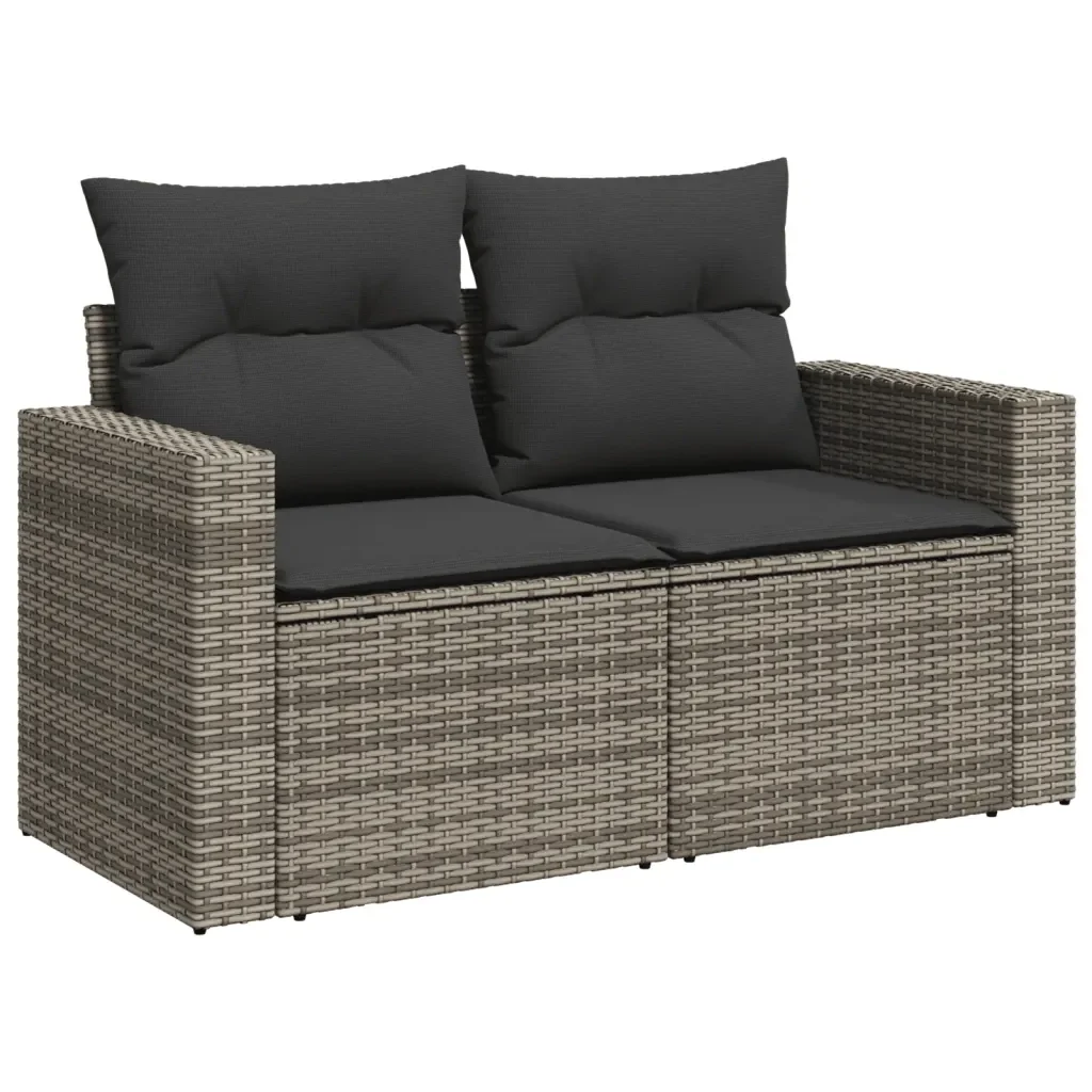 Set Divani da Giardino 11 pz con Cuscini in Polyrattan Grigio 3274583 - Image 7